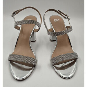 BP Heel Metallic Silver Women Sandals 10M